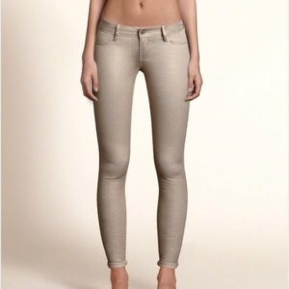 Hollister jeggings Gold Metallic Shimmer 29x29 - Picture 1 of 11